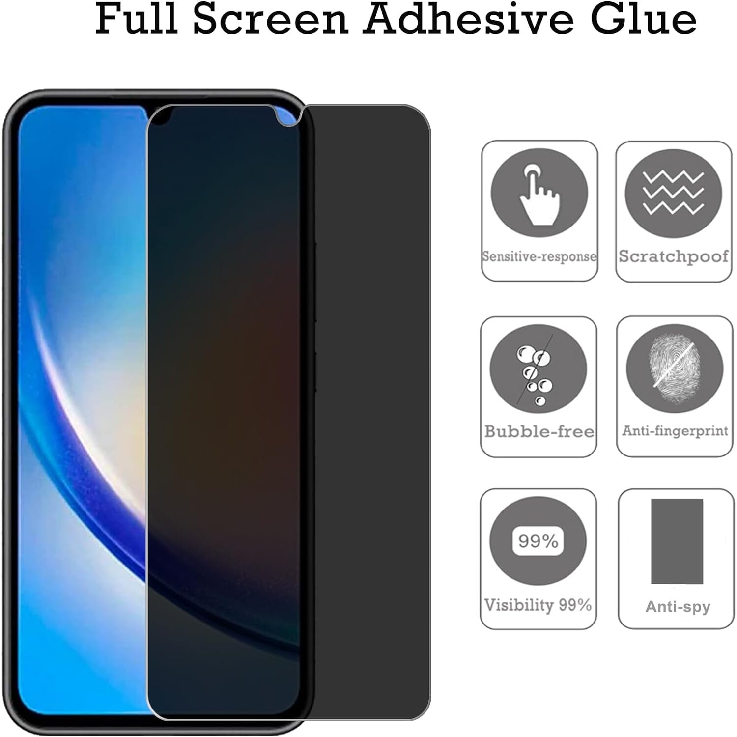 Set 2 Folii Privacy Compatibile cu Oppo A58/ A78, Full Cover, 6D, Calitate Premium