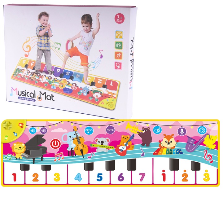 Covor muzical, interactiva, Import ProNice, 108x36,5cm, invatare prin dans si muzica, curatare usoara