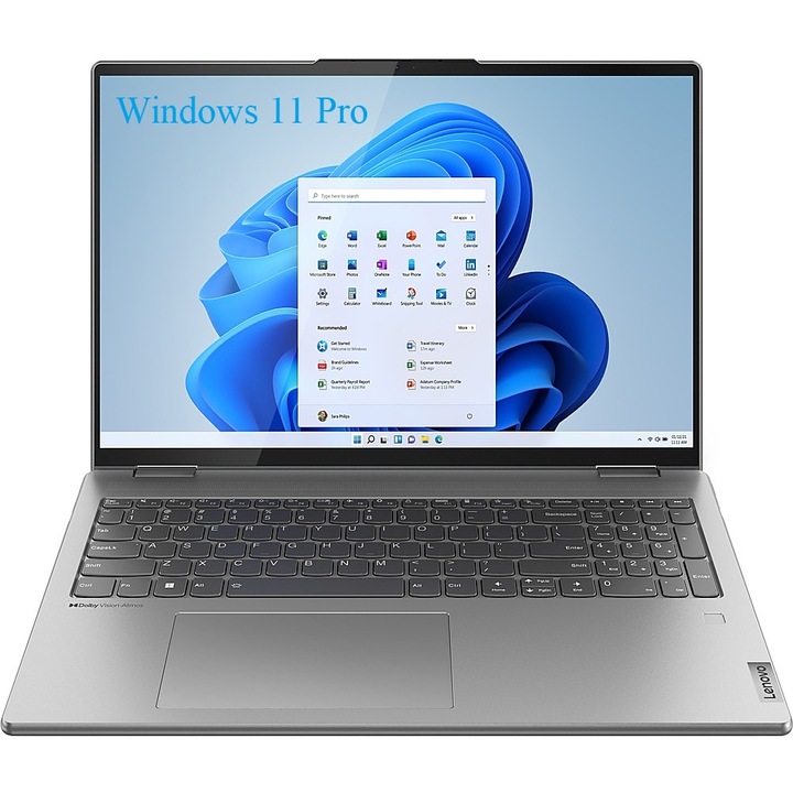 Laptop 2 in 1 Lenovo Yoga 7 16IRL8, 16″ 2.5K 2560x1600 IPS Touch Screen 400nits, Intel Core i7-1360P 12-core, 16 GB DDR5, 512 GB SSD m2 PCIe, Intel Iris Xe Graphics, Windows 11 Pro, 71Wh Battery, Aluminium Case 1.98kg Arctic Grey