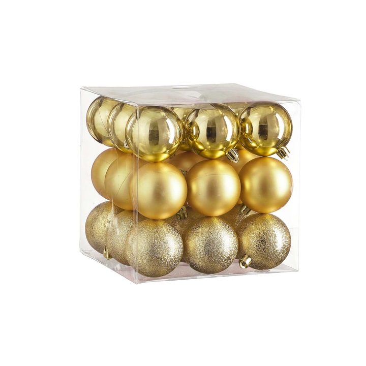 Set de 27 bucati ornamente: rotunde aurii mixate 6 cm