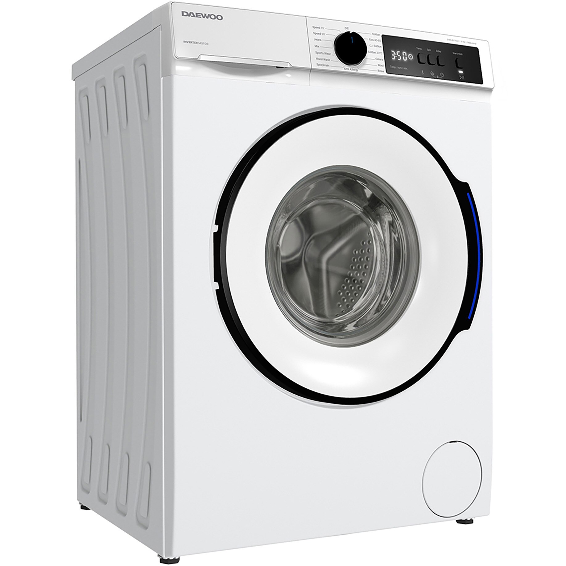 Masina de spalat rufe Daewoo DWD-RV7021, 7 kg, Clasa A, 1400 RPM, Motor inverter, Spalare cu Abur, Alb