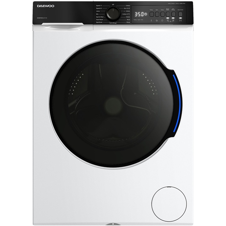 Masina de spalat rufe DWD-CV8021 Daewoo, 8 kg, Clasa A, 1400 RPM, Motor inverter, Steam Wash, Alb