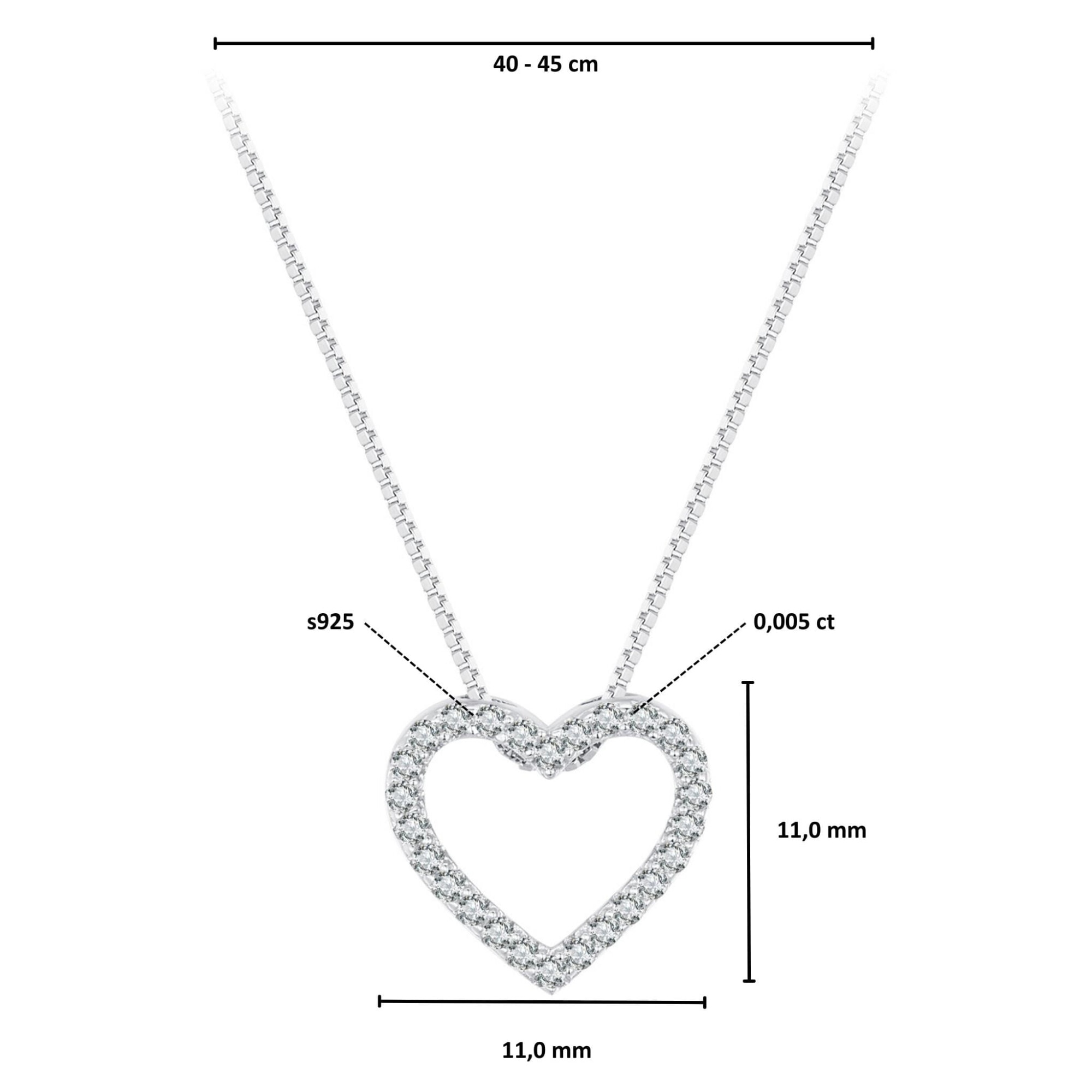 Colier dama, inima, Moissanit, argint, 40-45cm, argintiu - eMAG.ro