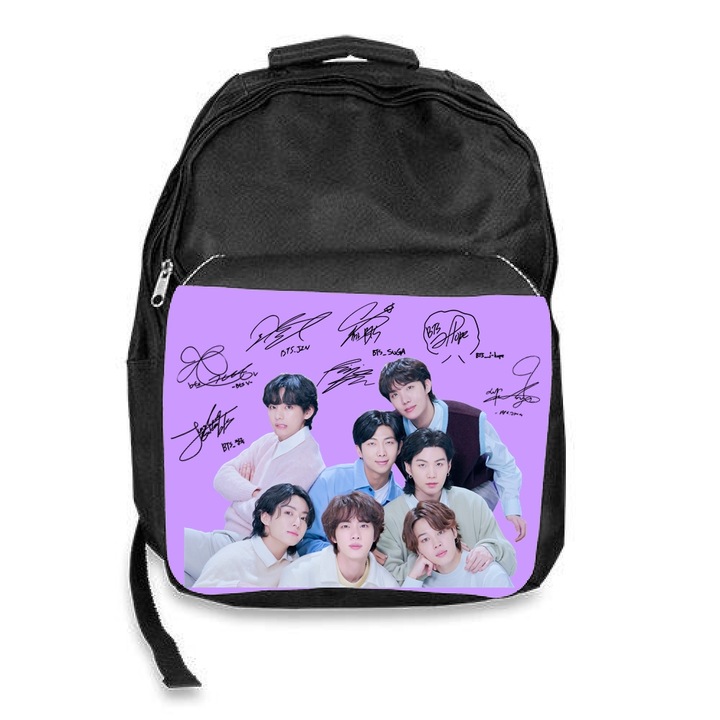 Ghiozdan scoala bts kpop army, negru, 30x45x17cm