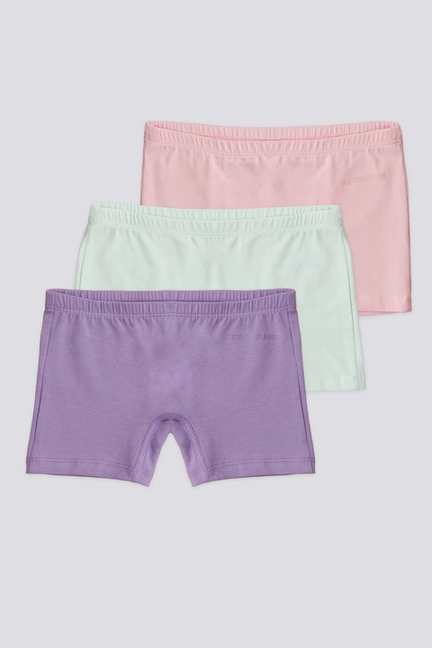U.S. Polo Assn., Set de boxeri din amestec de bumbac - 3 perechi, Albastru lavanda/Verde pal/Roz