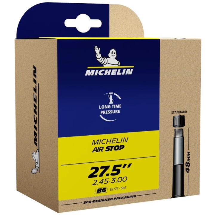 Michelin Tube Air Stop MTB belső gumi, schrader auto szelep 48mm, 27.5 x 1, 85/2, 4 méret