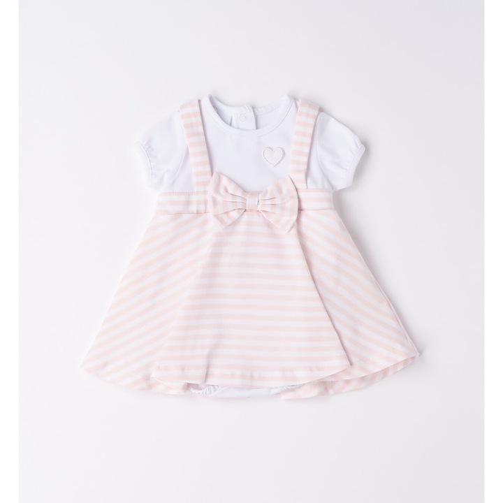 Csíkos modellruha kislánynak, I Do, 4.6166, Fehér/Rózsaszín, Fehér/Rózsaszín