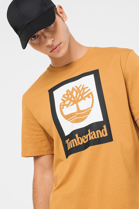 Timberland, Памучна тениска с лого, Кафяв