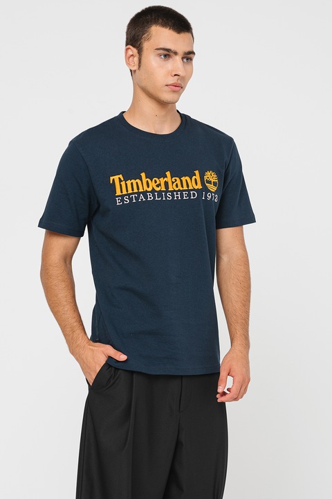 Timberland, Тениска с бродирано лого, Тъмносин