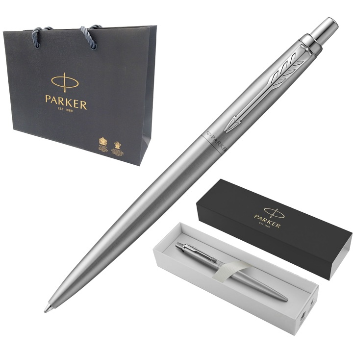 Pix Parker Jotter XL Monocromat, Inox, gri, XL, cu insertie albastra