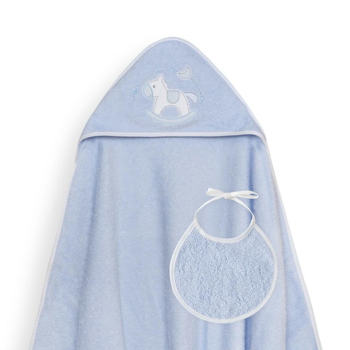 Prosop de baie pentru copii Interbaby 100x100cm, roz, cu capacel si bavetica 20x20cm