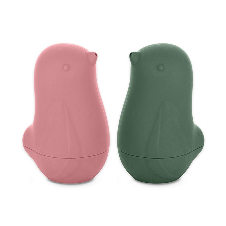 Petite&Mars Love bird fürdőjáték szett, szilikon, rózsaszín és zöld, 6hó+