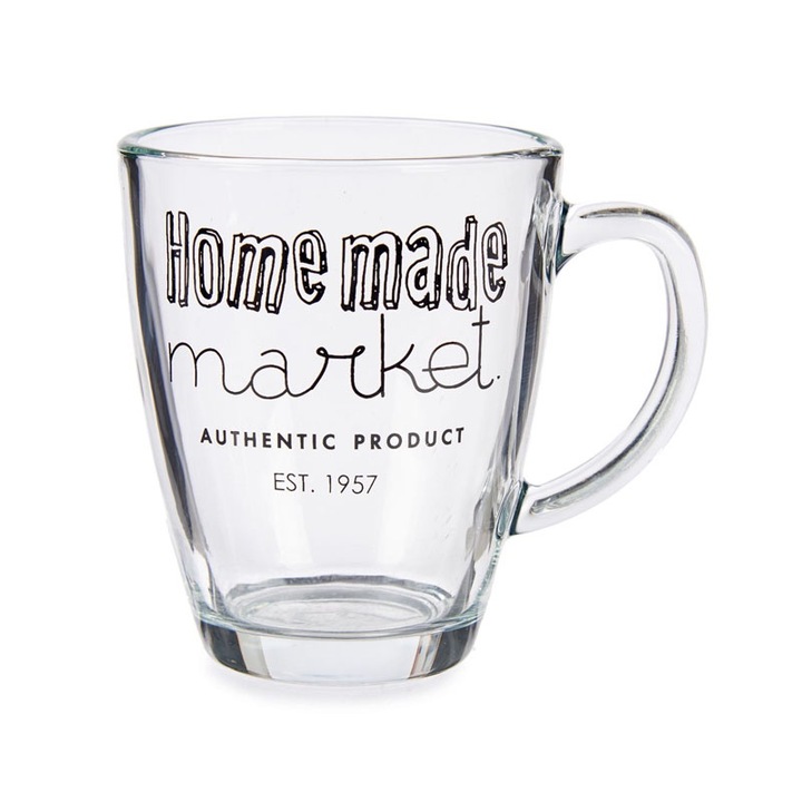 Vivalto bögre, átlátszó fogantyúval, 320ml, üveg