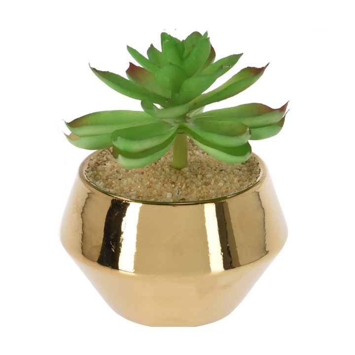 Planta artificiala in ghiveci Koopman, ghiveci auriu, 11x13cm