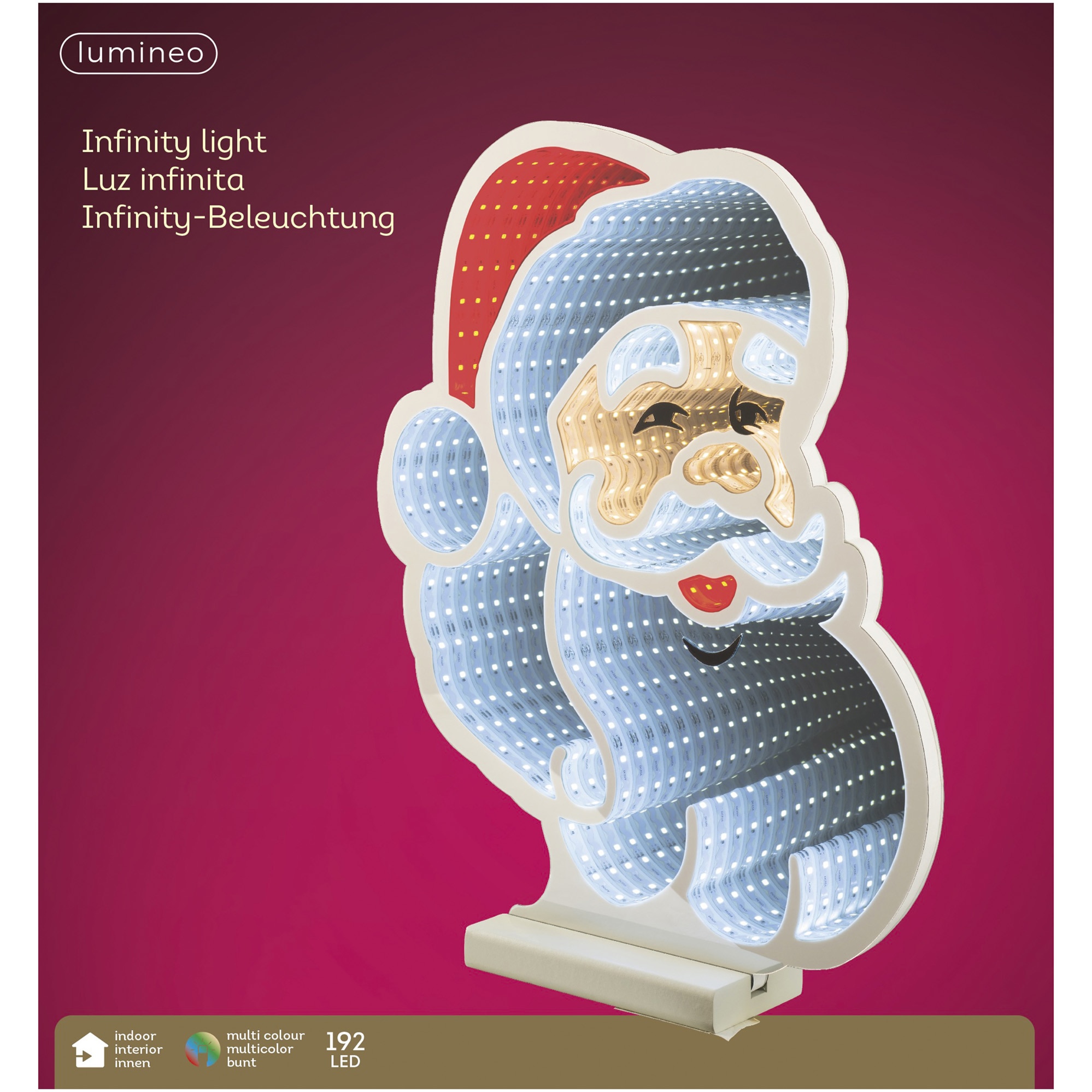 Decoratiune cu LED Infinity Light Santa Lumineo, 30x28xH30 cm, 192 LED, polietilena