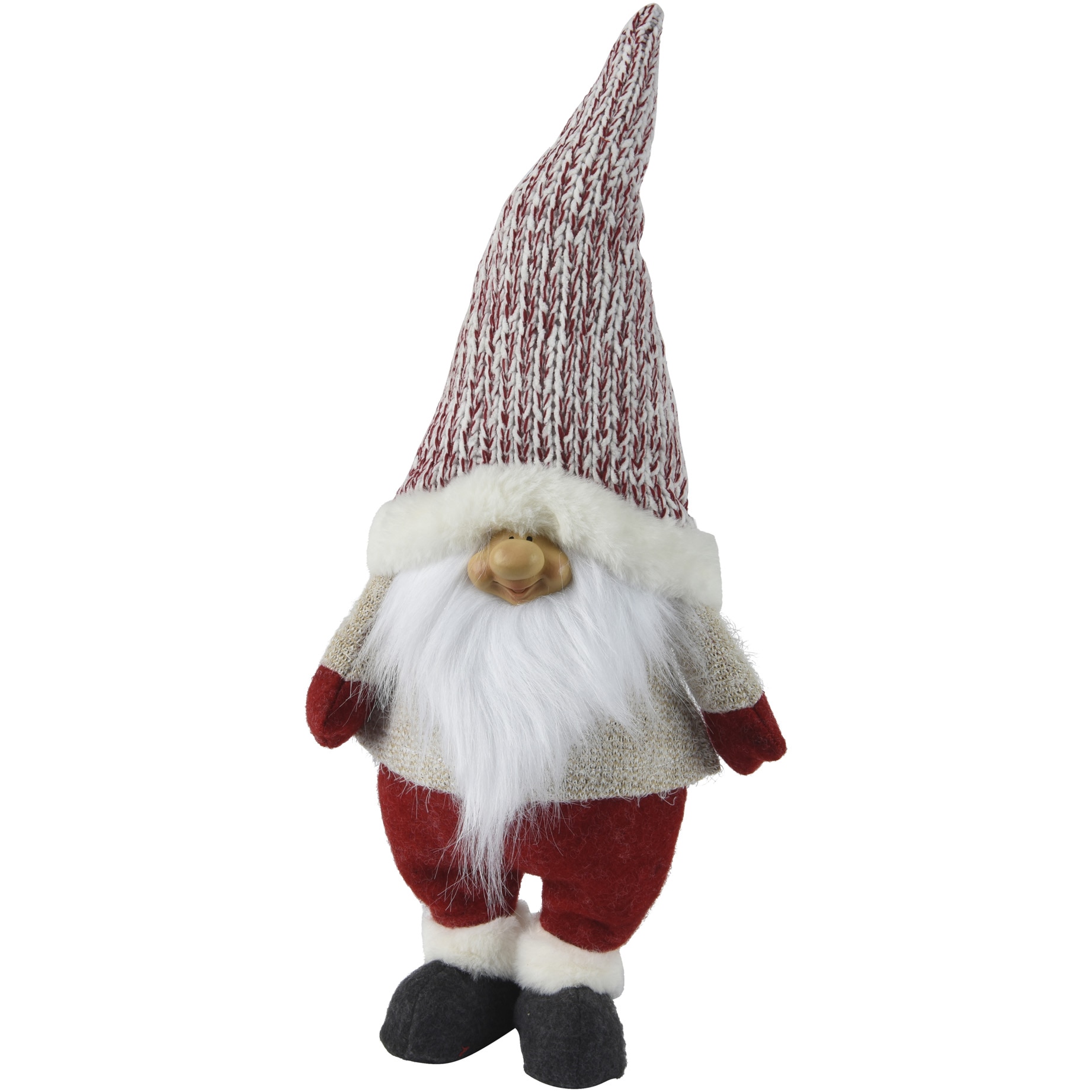 Figurina Gnom Decoris, inaltime 45 cm, 20(L)x12(l) cm, poliester, rosu/alb