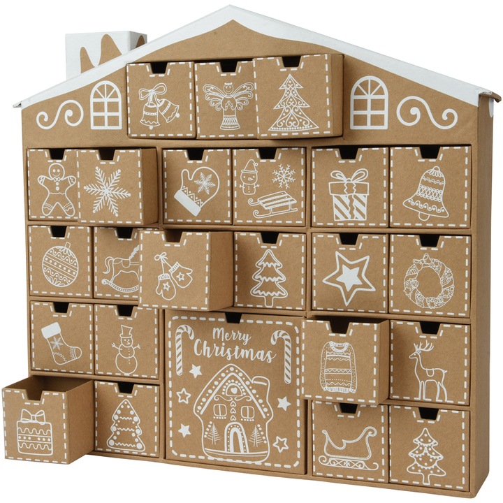 Адвент календар Merry Christmas Papergoods, 38x6.5xH36 см, Картон