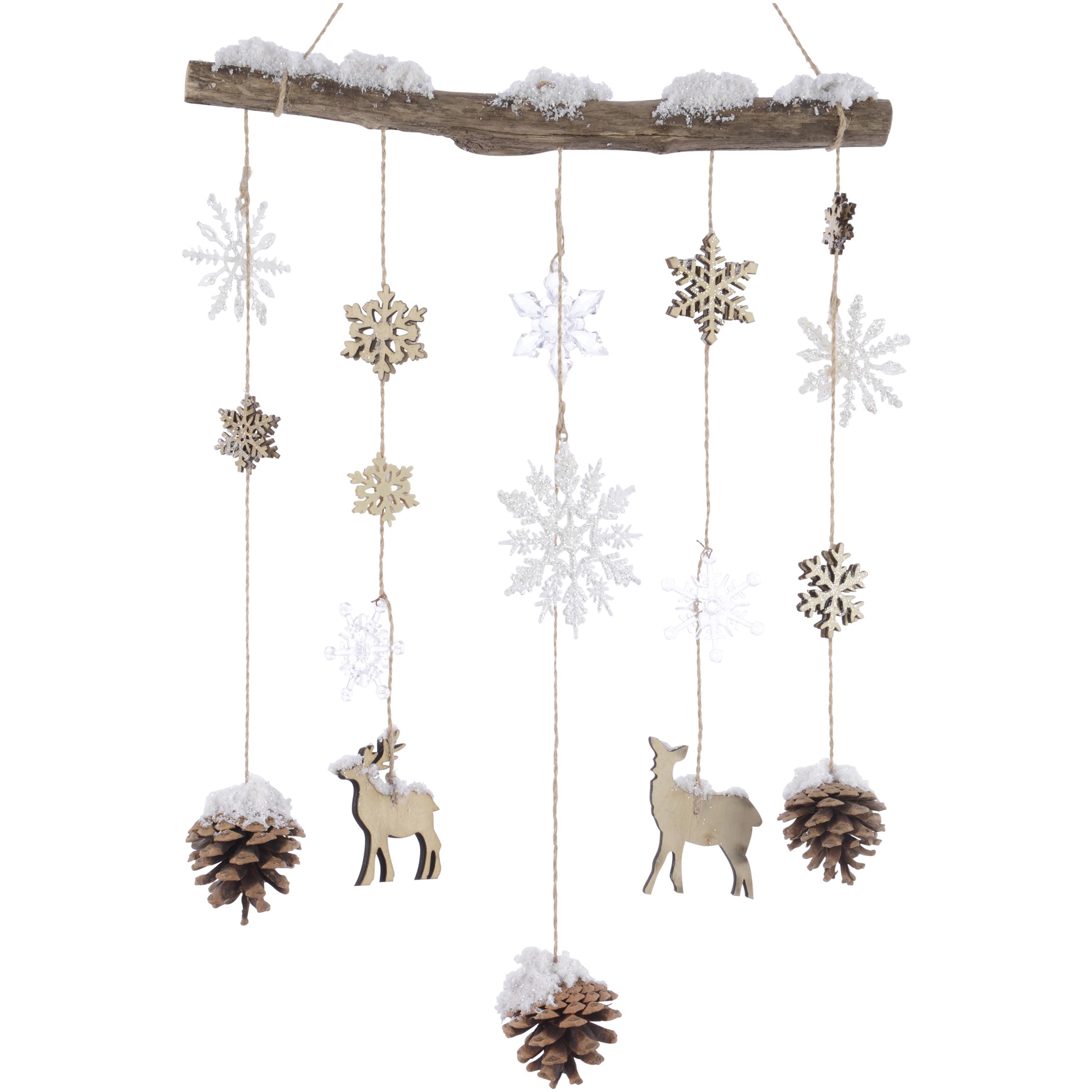 Decoratiune Snowflakes Decoris, 35x5xH75 cm, lemn