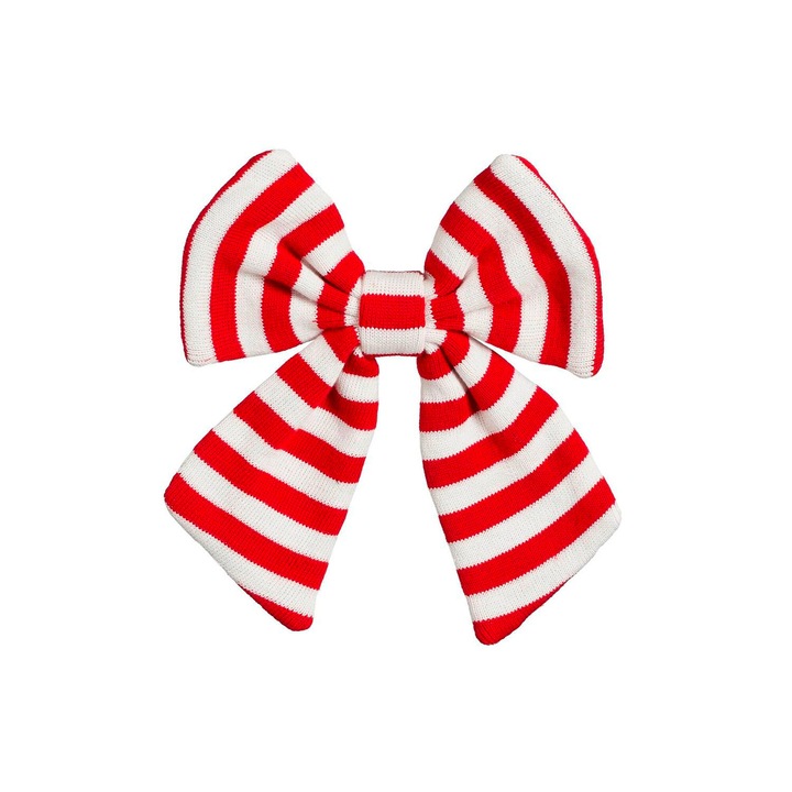 Papion cu dungi rosii si albe 20 cm