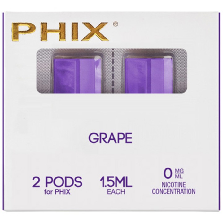Rezerve tigari electronice Phix Pods 2 Pack (2x 1.5 ml), 0 mg, Grape