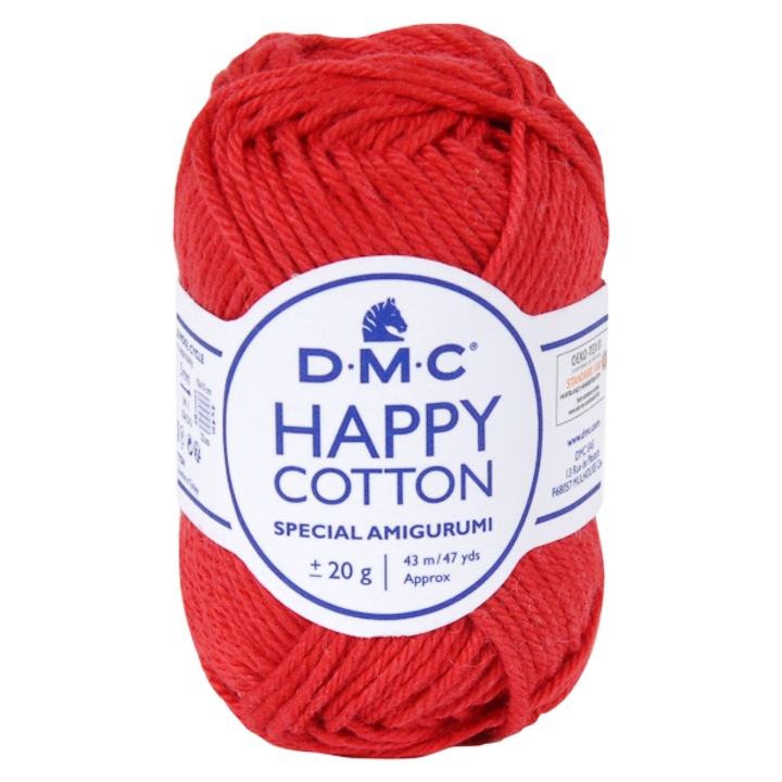 Fir textil Happy Cotton DMC, pentru crosetat, tricotat si amigurumi, 20g/43m, 789 rosu - mini ghem