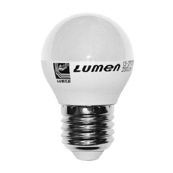 Матова сферична LED крушка E27 топла светлина 8W