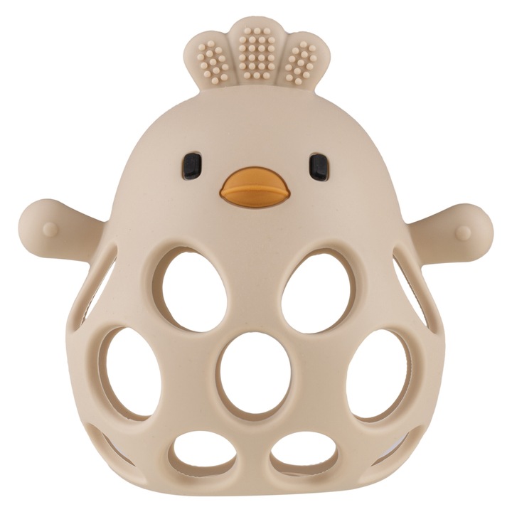 Booster Fogzás játék babáknak és újszülötteknek, BPA és ólommentes, antibakteriális, érzékszervi rágás, nem mérgező élelmiszer-szilikon, puha rágórészek, cumi alakú érzékelőfejek, szuper hajlékony, 118*120*90 mm, 75 gr, 0 hónap+, Gold Oak