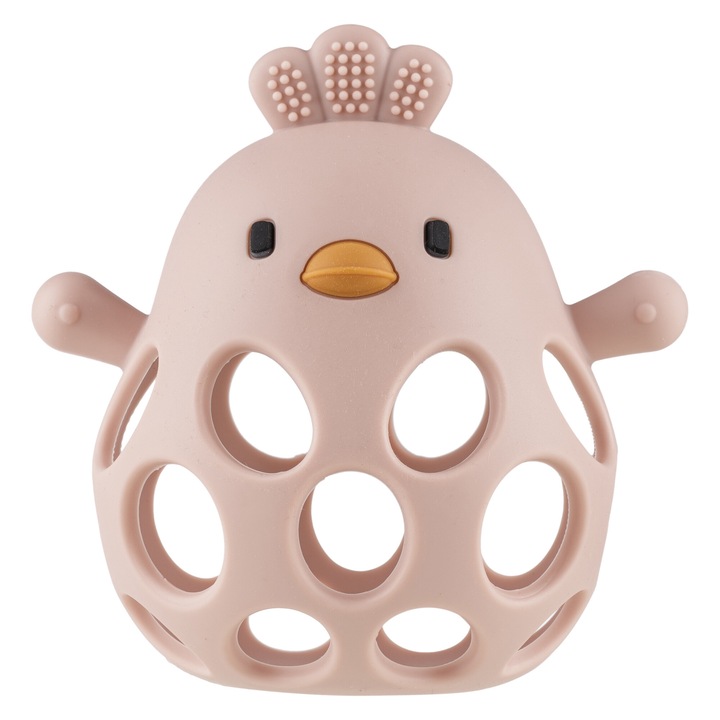 Fogzási játék babáknak és újszülötteknek, BPA és ólommentes, antibakteriális, nem mérgező élelmiszer-szilikon, puha rágórészek, mellbimbó alakú érzékelőfejek, szuperrugalmas, 118x120x90 mm, 75 gr, 0 hónap+, Pink Glam