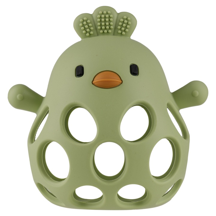 Fogzási játék babáknak és újszülötteknek, BPA és ólommentes, antibakteriális, nem mérgező élelmiszer-szilikon, puha rágórészek, mellbimbó alakú érzékelőfejek, szuperrugalmas, 118x120x90 mm, 75 gr, 0 hónap+, Zöld