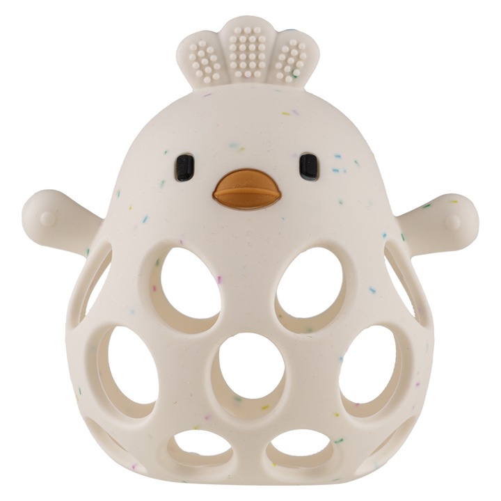 Booster Fogzás játék babáknak és újszülötteknek, BPA és ólommentes, antibakteriális, érzékszervi rágás, nem mérgező élelmiszer-szilikon, puha rágórészek, cumi alakú érzékszervi fejek, szuper hajlékony, 118*120*90 mm, 75 gr, 0 hónap+, fehér