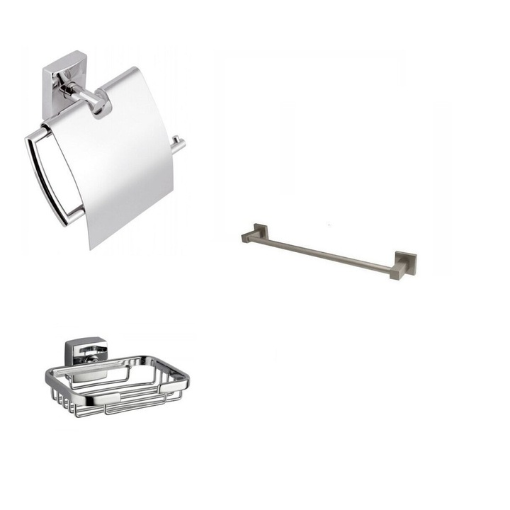 Set trei piese accesorii baie crom lucios, Daemi