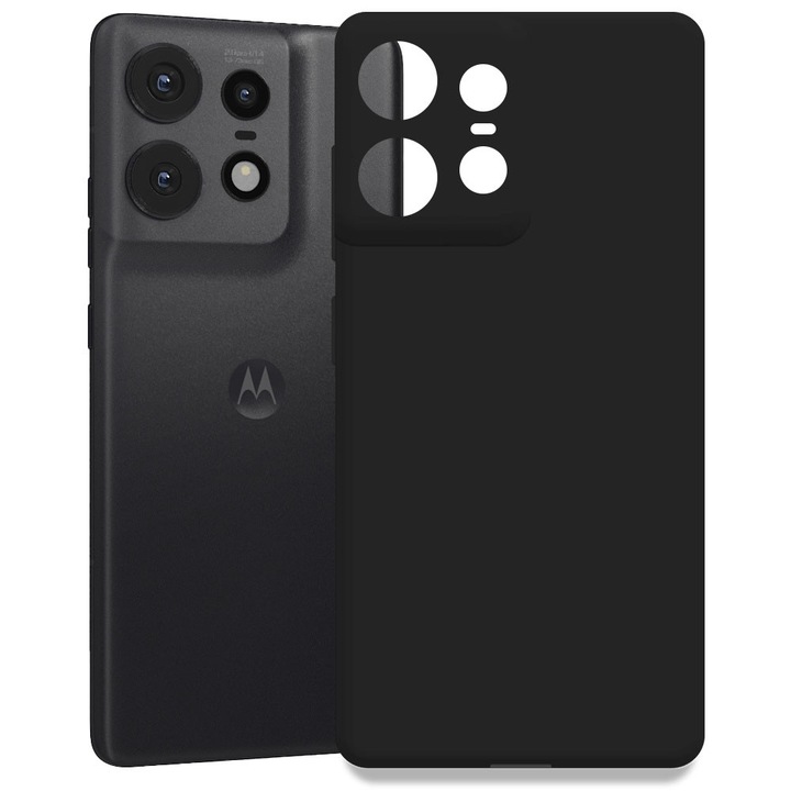 Husa pentru Motorola Edge 50 Pro, Color Shield, Interior de catifea, Suprafata aderenta, Protectie antisoc, Margini ridicate, Regular Fit, Silicon, Negru