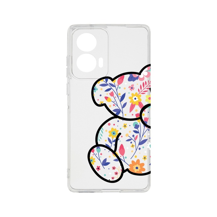 Силиконов калъф BestCase за Motorola Edge 50 Fusion, Flower Teddy Bear, Camera Protection, Clear Silicon 2MM, Transparent T 983