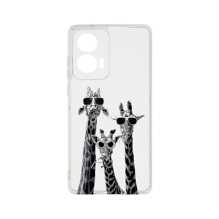Силиконов калъф BestCase за Motorola Edge 50 Fusion, Cool Giraffe, Camera Protection, Clear Silicon 2MM, Transparent T 1008