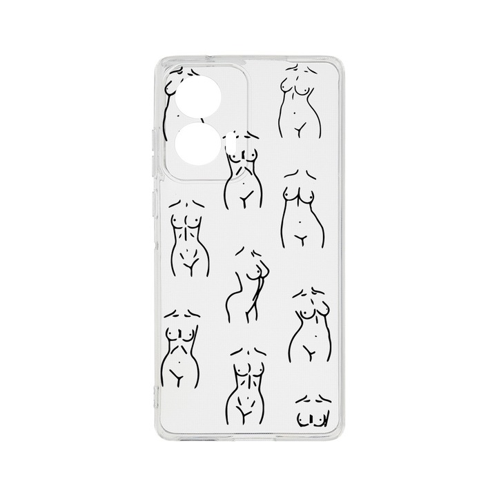 Силиконов калъф BestCase за Motorola Edge 50 Fusion, Body Pattern, Camera Protection, Clear Silicon 2MM, Transparent T 1061