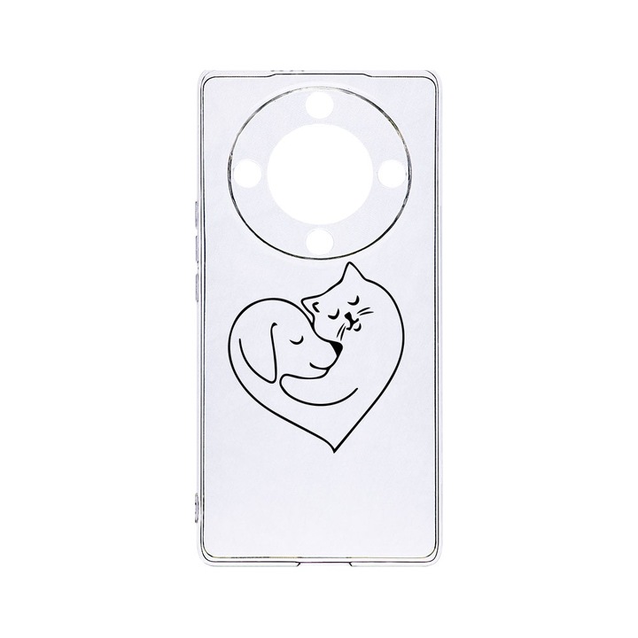 BestCase® Husa Clear Silicon 2MM, Compatibila Cu Honor Magic6 Lite / X9b / X50 5G, Dog And Cat Love, Antisoc, Protectie Camera, Margini ridicate pentru protectia ecranului, T 739