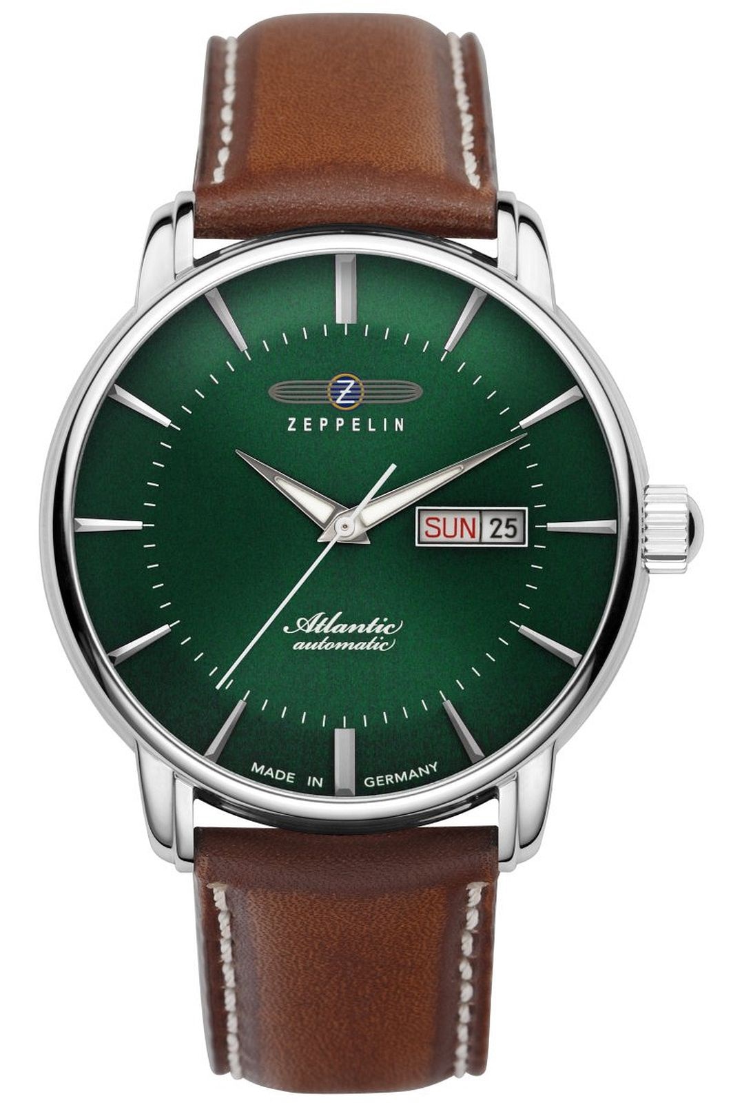 Ceas Zeppelin Atlantic, Automatic, Cadran Verde, Curea Piele Maro