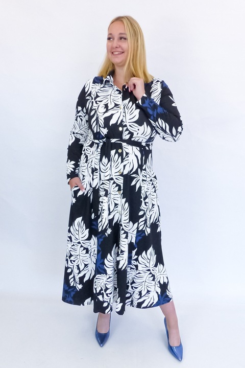 Дамска рокля, Полиамид, Черно/Бяло, Бял/Черен