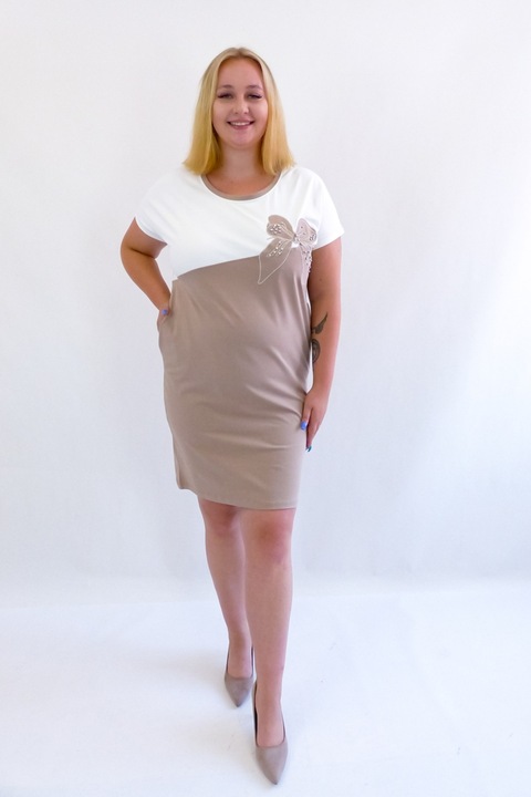 Női ruha, pamut/elasztán, bézs/krém, One Size INTL