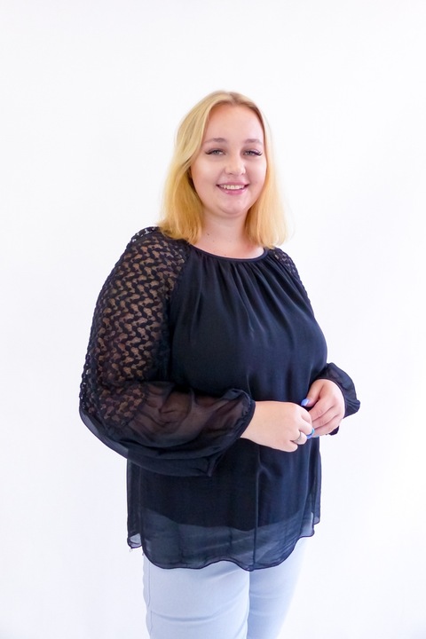 Bluza pentru dama, Cu maneci bufante, Viscoza/Matase, Bleumarin, One Size INTL