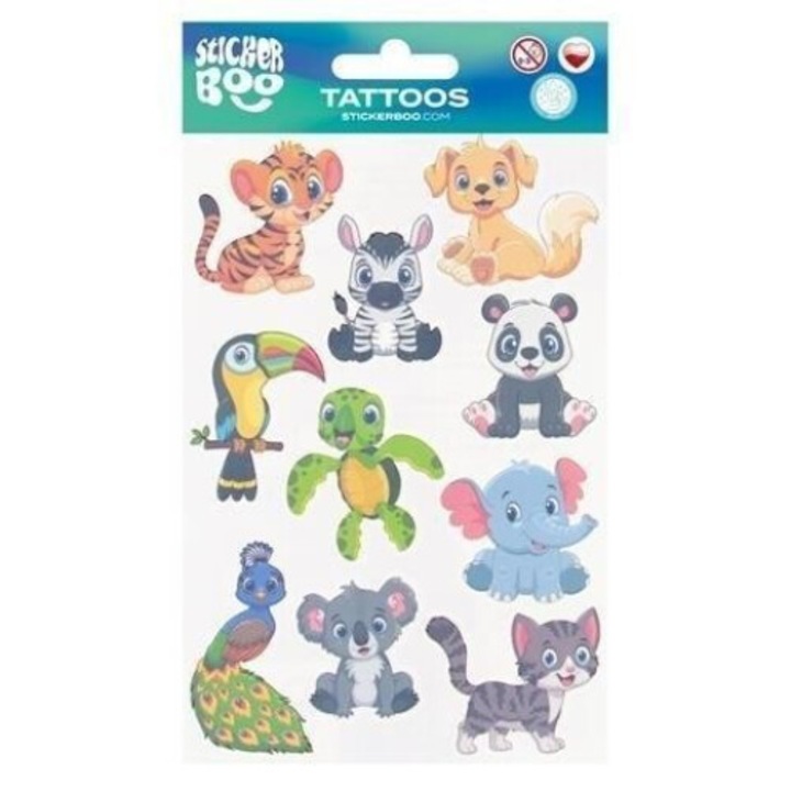Set tatuaje temporare Sticker Boo, animale, multicolor