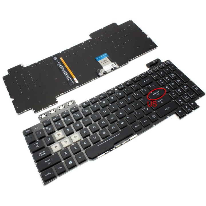 Клавиатура за Asus White Black with Lighting 0KNR0-661CWU00 US оформление без рамка small enter