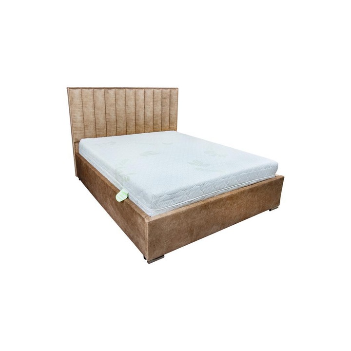 Pat Klaus 2 Bej inchis, 180 x 200 cm, cu somiera metal