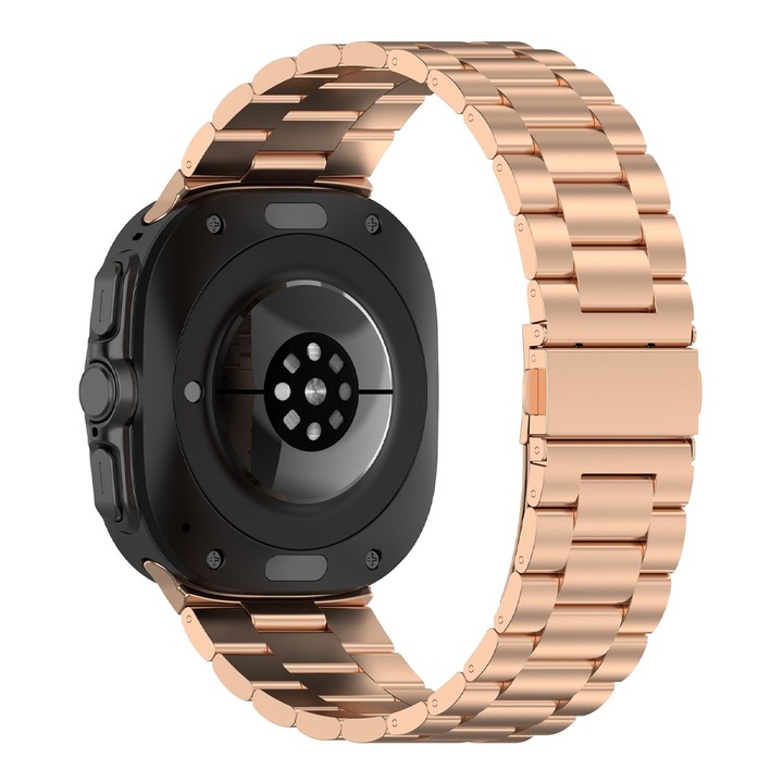 Curea Ceas SmartWatch pentru Samsung Galaxy Watch Ultra 47mm, OPTIM SOLUTION, Chain Link Stainless Steel Strap, Premium Metal Design, Comfy to Wear, Prindere Inteligenta, Rapid de Atasat, Roz Auriu