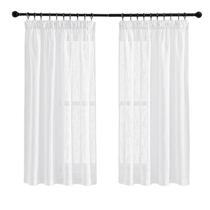 2 db-os függöny készlet Pony Dance szalaggal, 140 x 160 cm, fehér, félig átlátszó