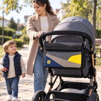 Geanta bebe organizator carucior, multifunctionala cu buzunar tactil si salteluta impermeabila, Empria, 36x21x11 cm