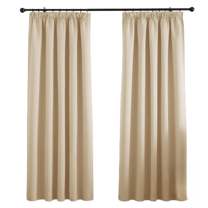 Set de 2 perdele, Pony Dance, Prindere cu rejansa, opace, 228 x 228 cm, Bej