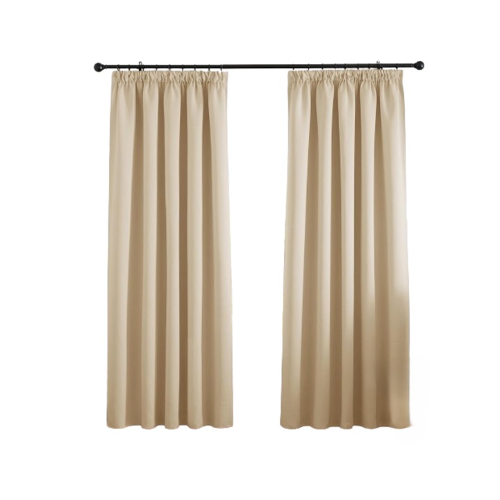 2 db-os függöny készlet, Pony Dance, Kapcsos rögzítő, átlátszatlan, 228 x 228 cm, Bézs