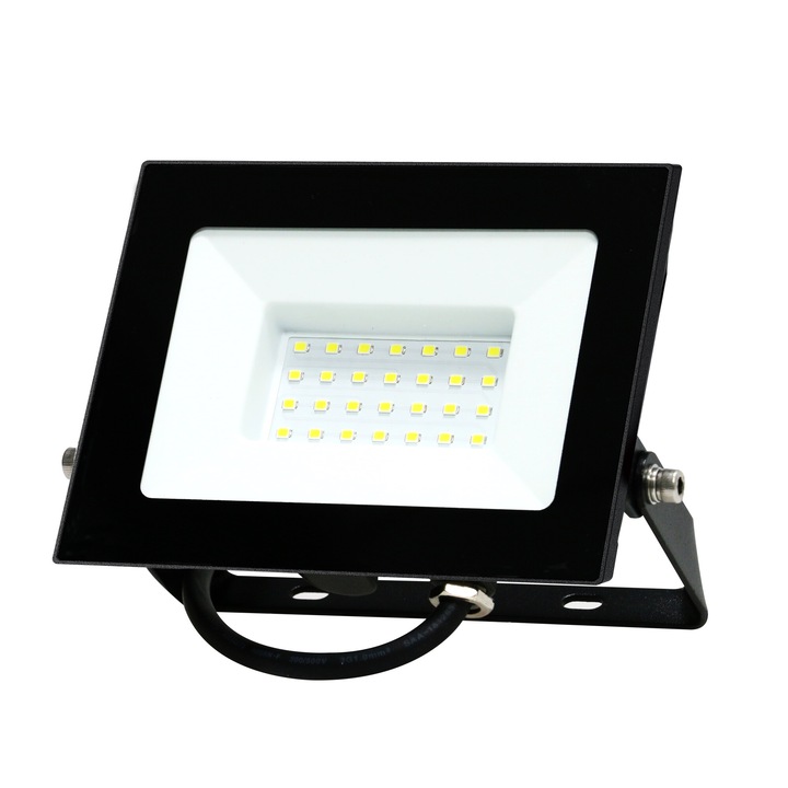 LED projektor 30W, 2510lm, IP65, 6500K, fekete, Well