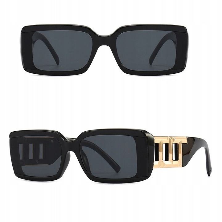 Ochelari de soare dama MAXAIR, UV400, negru cu auriu, 56x18x140mm, set etui si laveta